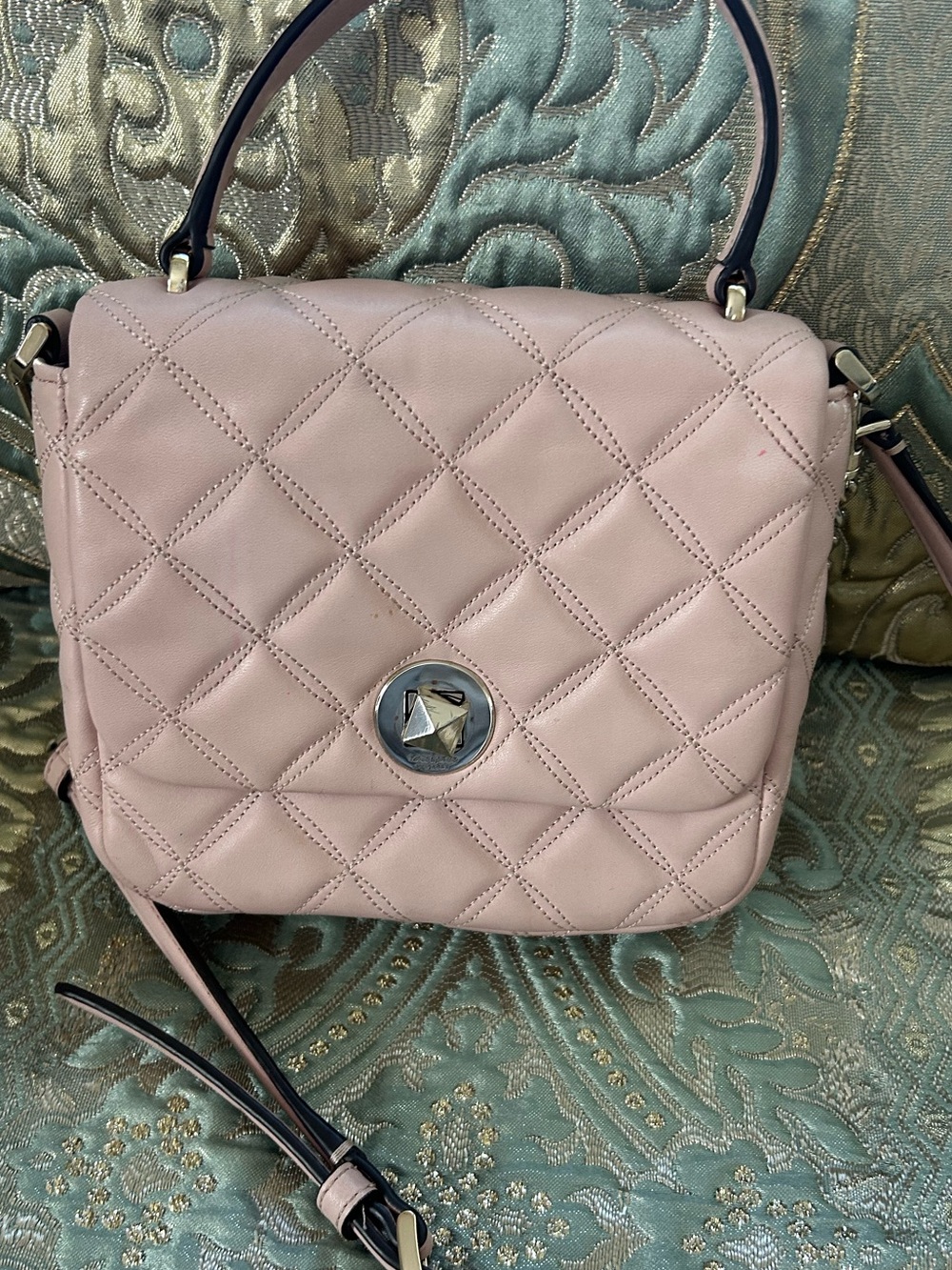 kate spade Quilted Blush Pink Leather Shoulder Bag slight faded pink mark on bag